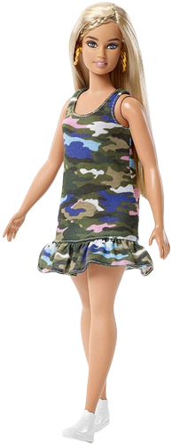 BARBIE MUÑECA FASHIONISTAS  RUBIA CON VESTIO MILITAR